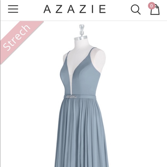 Dusty Blue Azazie Bridesmaid Dress - Picture 3 of 6
